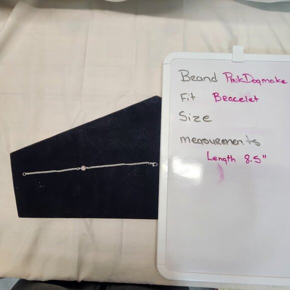 Pink Evil Eye Bracelet, Silver in Color, 8.5" - Picture 5 of 6